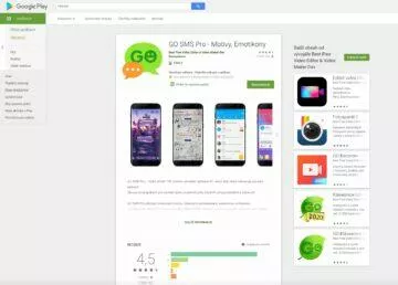 Go SMS Pro kritická chyba - stranka aplikace na Play Store