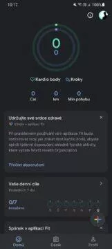 Google Fit Wear OS novinky hlavní stránka