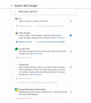 Google Fotky jak stáhnout v Google Takeout