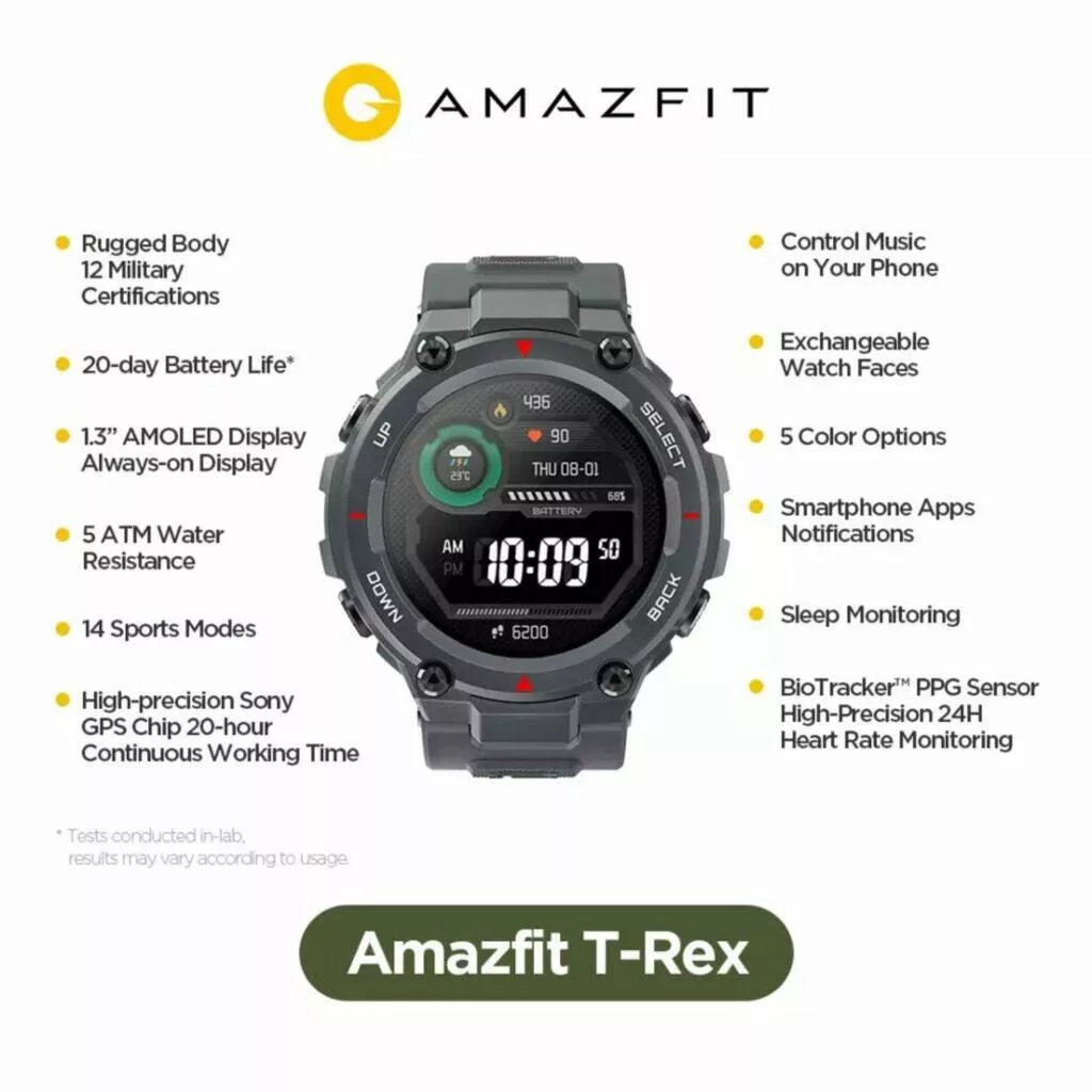 Hodinky Huami Amazfit T-Rex parametry