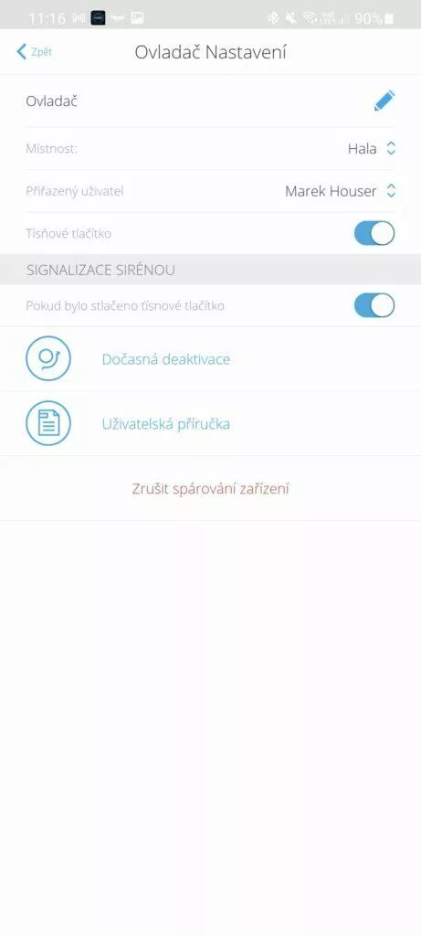 ovladač AJAX nastavení