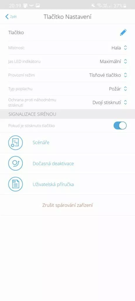 tlačítko aplikace nastavení