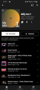 YouTube Music doporučování hudby muj mix 1