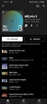 YouTube Music doporučování hudby muj mix 3 playlist
