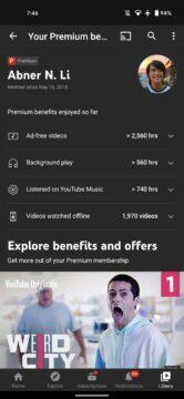 YouTube Premium statistiky přehled