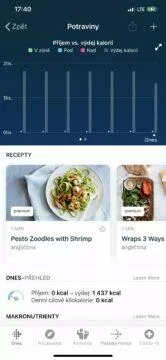 zápis jídla fitbit