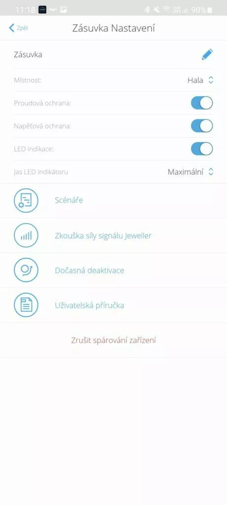 zásuvka AJAX nastavení