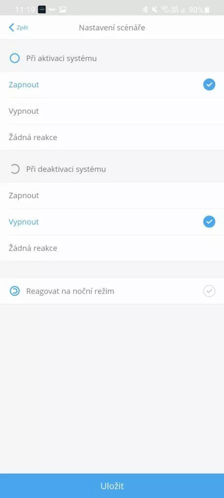 zásuvka AJAX nastavení scénáře