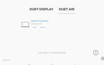 Duet Display Android aplikace výběr zařízení