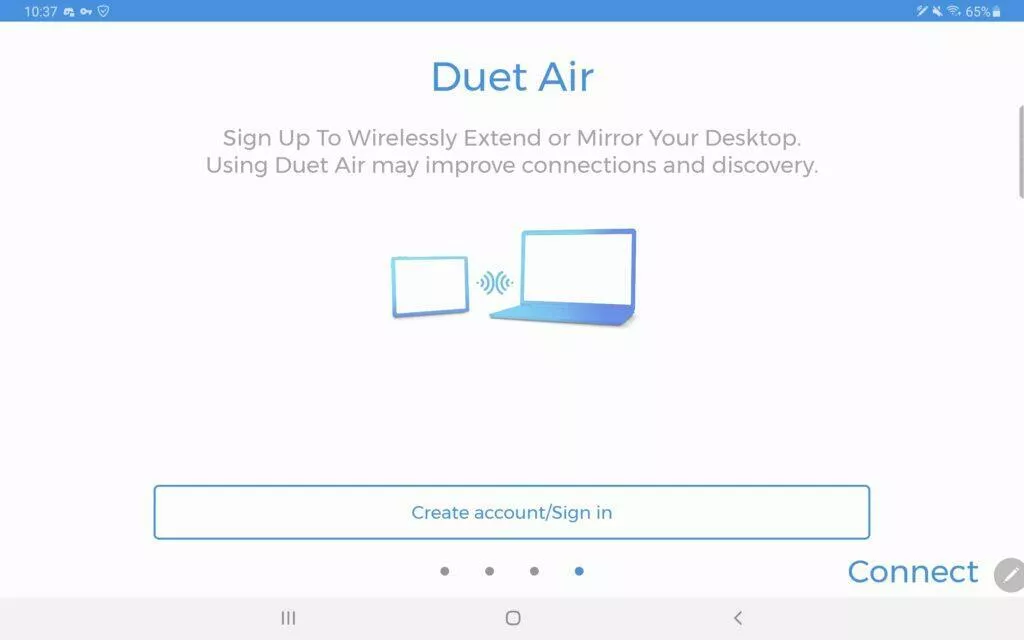 Duet Display Android aplikace vytvoření účtu