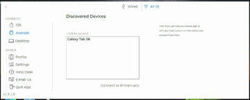 Duet Display Windows aplikace výběr zařízení