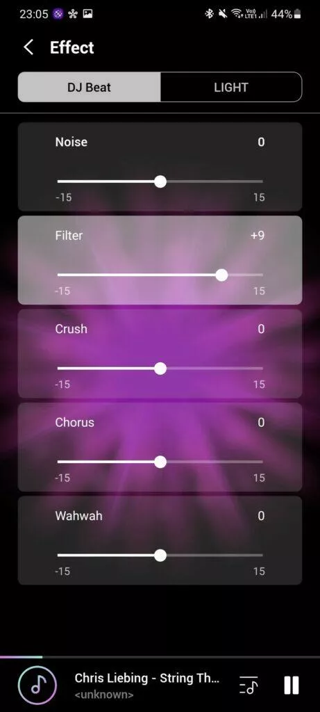 Samsung Sound Tower DJ FX efekty filtry