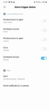 Xiaomi Home nastavení alarmu