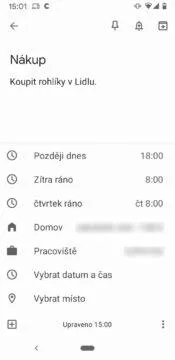 Google Keep připomenutí podle polohy nastavení