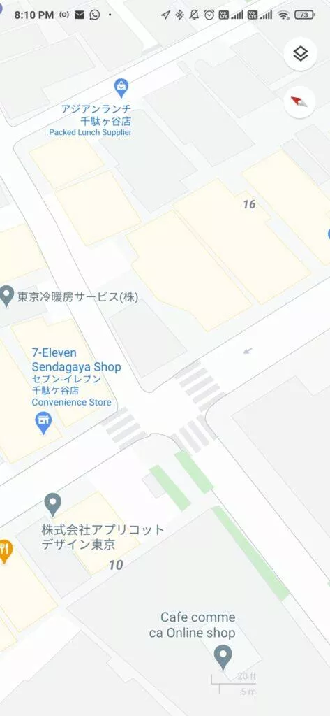 Google Mapy detaily ulic chodníků Tokyo nové
