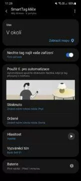 aplikace SmartThings nastavení přívěsku