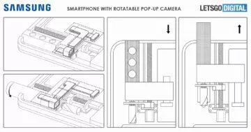 Samsung patent výsuvný otočný selfie foťák mechanismus