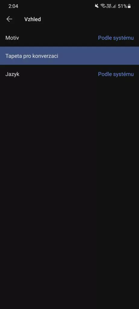 Signal změna tapetyTapeta pro konverzaci