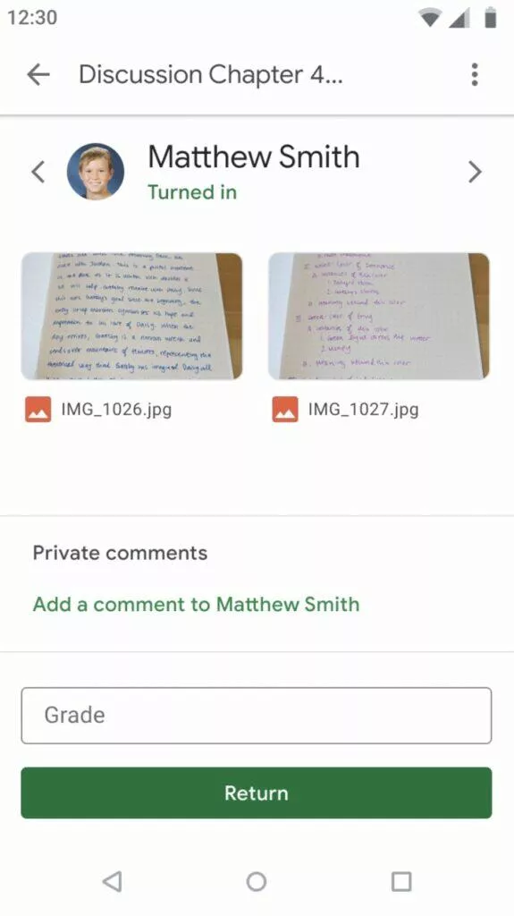 Google Classroom offline mód - znamkovani prace