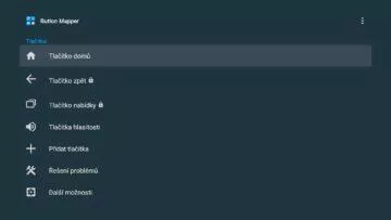 Android TV screenshot snímek obrazovky Button Mapper menu