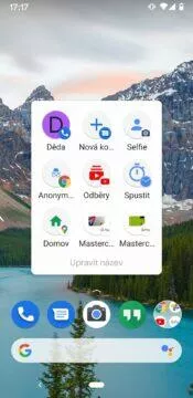 zkratky z menu aplikací na plochu Androida