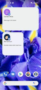 Android 12 chatovací widgety fialová