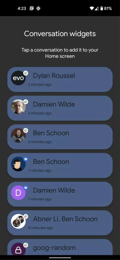 android 12 chatovaci widgety vyber