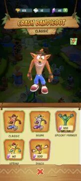 Crash Bandicoot On the Run Android skiny Crash