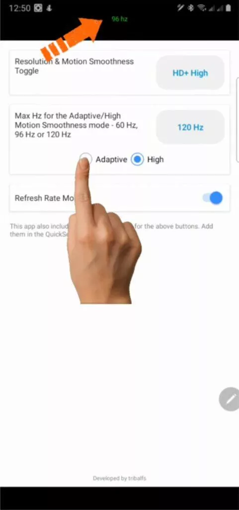Galaxy Max Hz Samsung frekvence displeje adaptivní