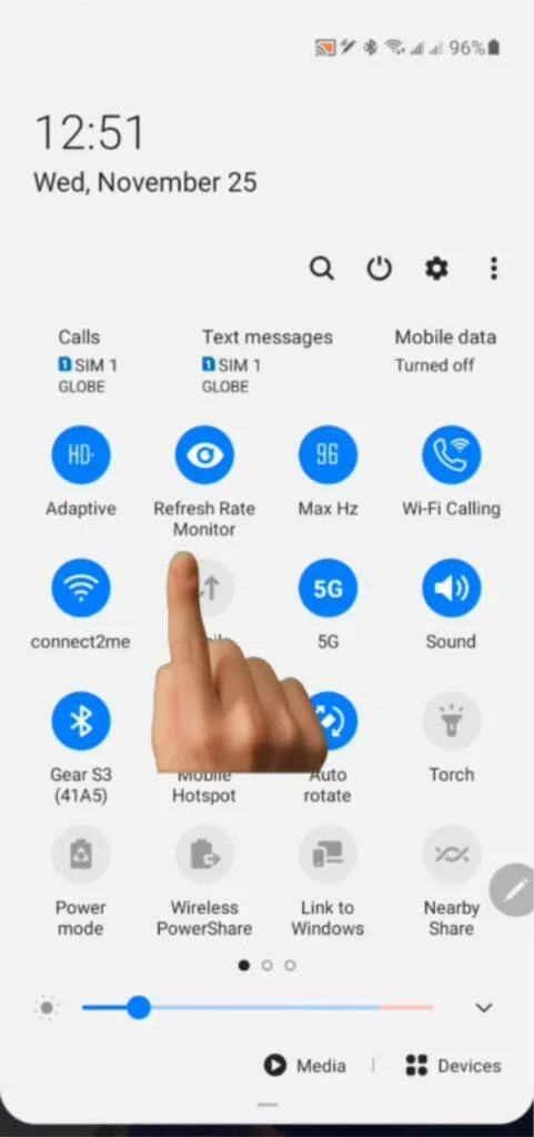 Galaxy Max Hz Samsung frekvence displeje dlaždice