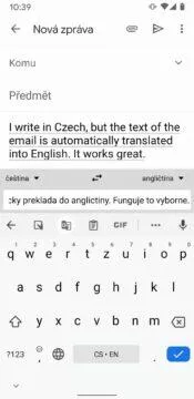 Gboard tipy - integraovani prekladac