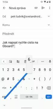 Gboard tipy - jak napsat rychle cislo