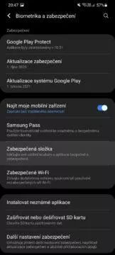 Jak v Samsung mobilu skrýt soubory Zabezpečená složka nastavení biometrika a zabezpečení