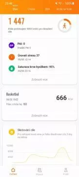 aplikace Mi Fit hlavní karta