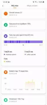 aplikace Mi Fit můj stav