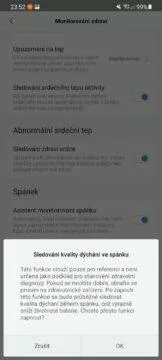 aplikace Mi Fit sledování kvality dýchání ve spánku