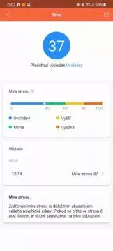 aplikace Mi Fit stres