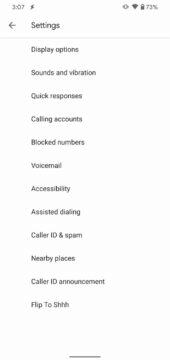 Google Telefon hlasité oznámení jména čísla volajícího nastavení