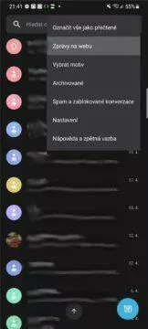 Google Zprávy na webu na počítači aplikace menu