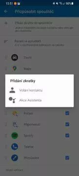 Android Auto přehlednější zástupce aplikací Zkratky