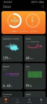 aplikace Huawei Zdraví 1 hlavní karta