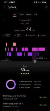 aplikace Huawei Zdraví 2 spánek