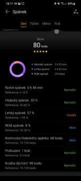 aplikace Huawei Zdraví 3 spánek detail
