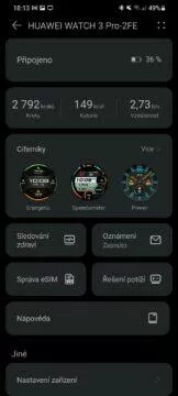 aplikace Huawei Zdraví 9 nastavení karty