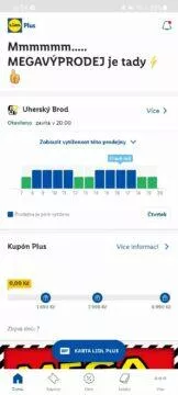 aplikace Lidl Plus prodejna vytížení