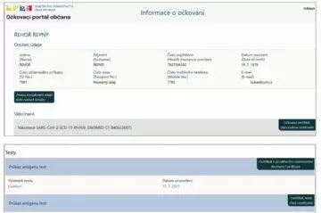 certifikát o očkování covid-19 koronavirus certifikát o očkování v mobilu ockovací portál občana