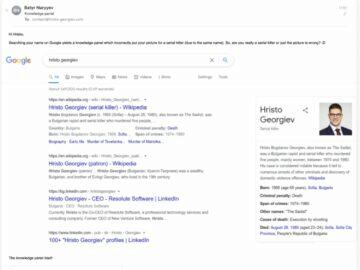 Google vyhledávání vrah chyba screen