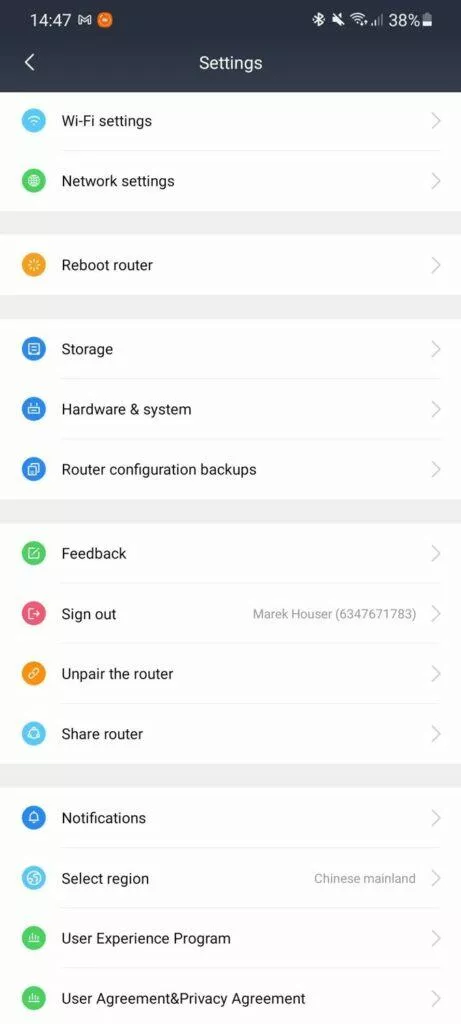 Mi WiFi app 10 nastavení