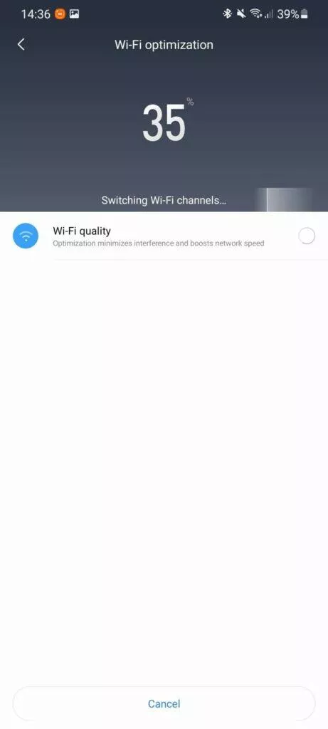 Mi WiFi app 6 optimalizace změna kanálu