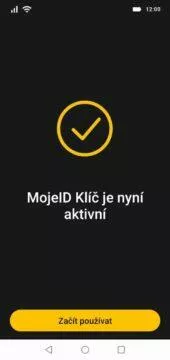 MojeID aplikace Klíč aktivováno